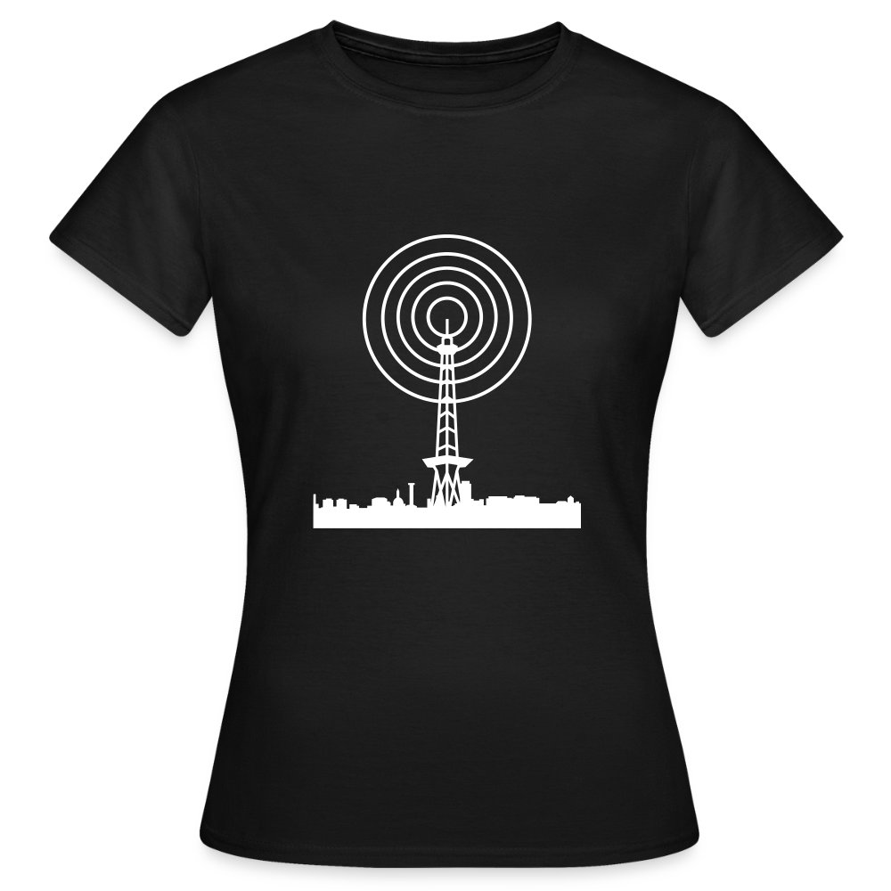 Funkturm im Fokus - Frauen Premium T-Shirt - Schwarz