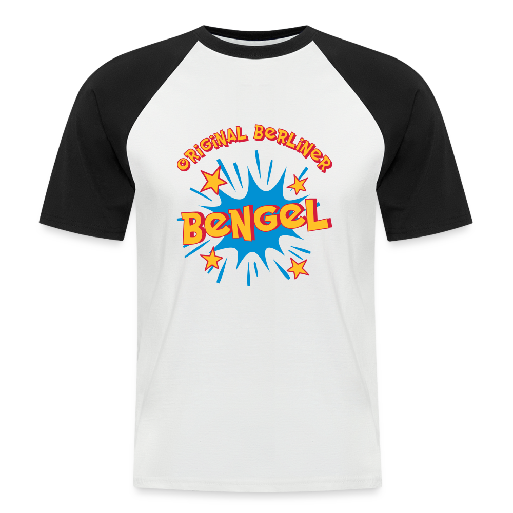 Berliner Bengel - Männer Baseball T-Shirt - Weiß/Schwarz