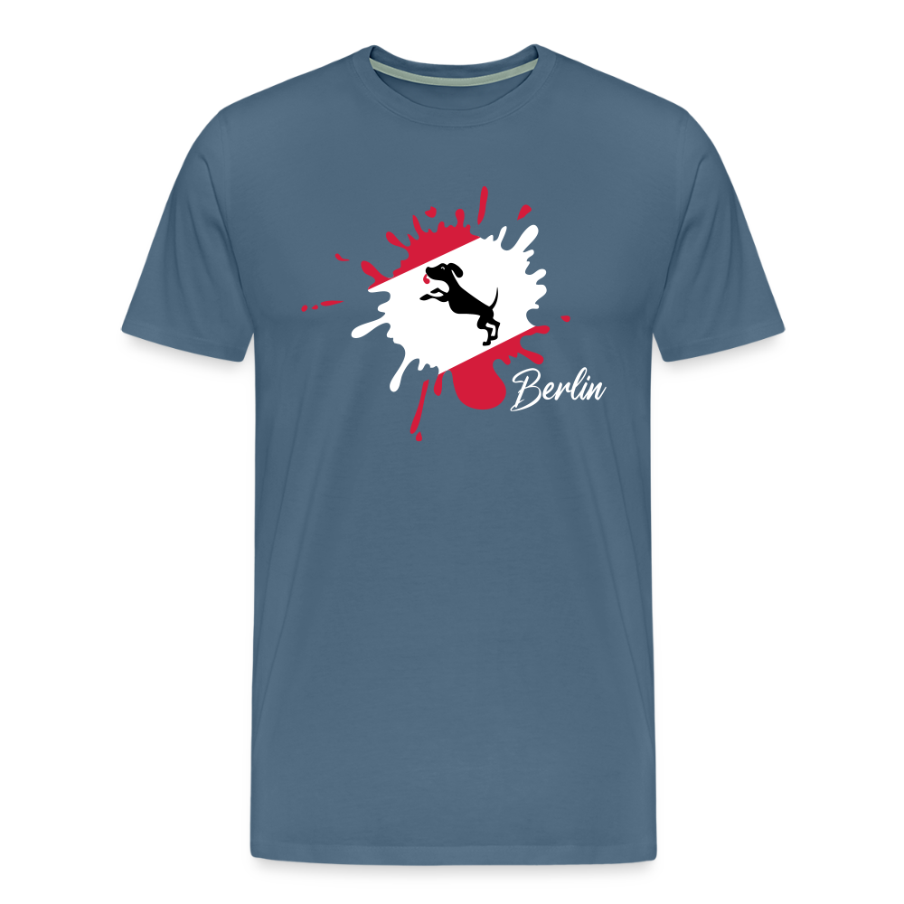 Berlin Klecks Hund - Männer Premium T-Shirt - Blaugrau