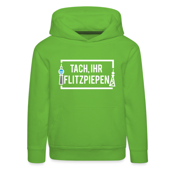 Tach ihr Flitzpiepen - weiß - Kinder Premium Hoodie - Hellgrün