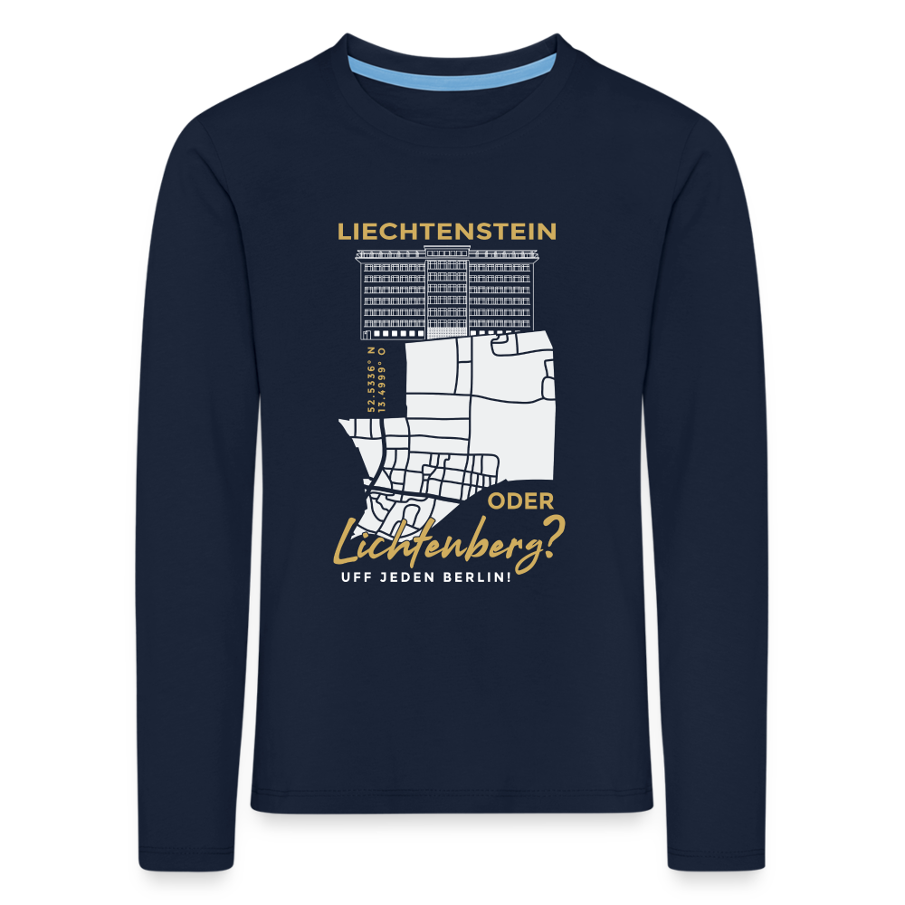 Liechtenstein oder Lichtenberg - Kinder Langarmshirt - Navy