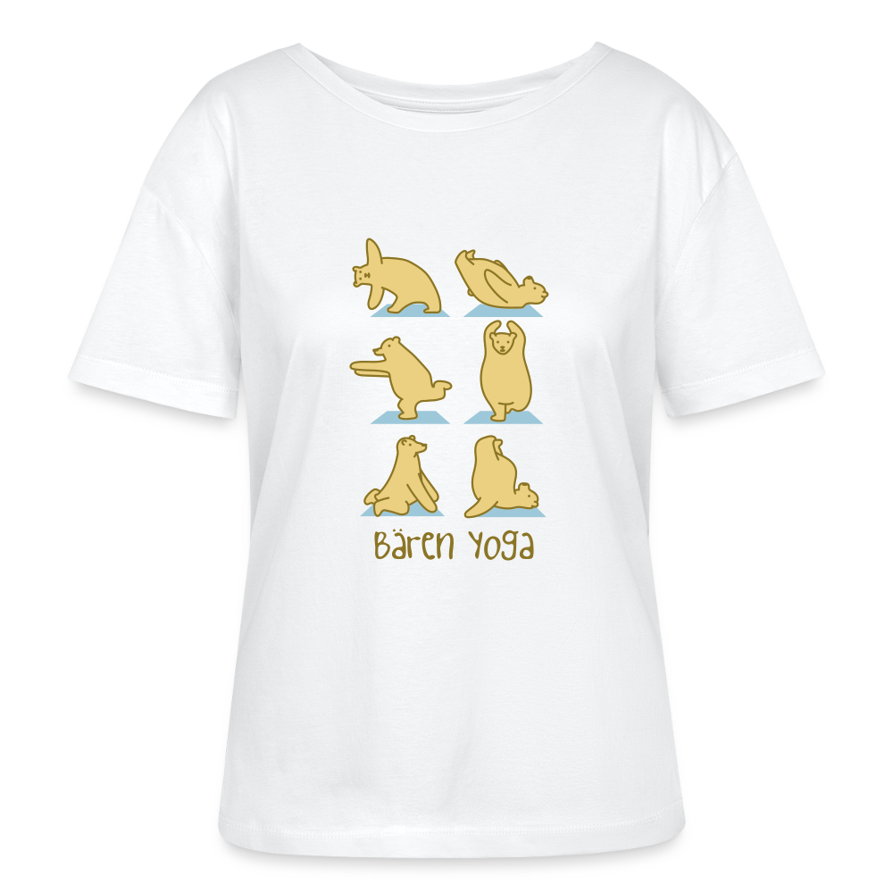 Bären Yoga - Relaxed Rundhals Frauen Bio-T-Shirt - Weiß