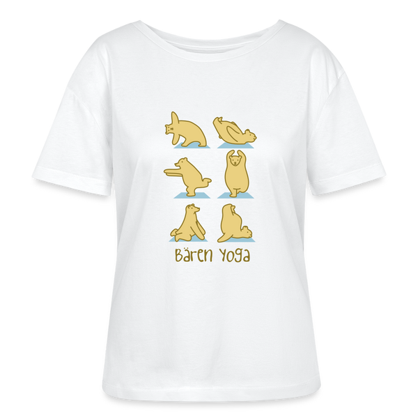 Bären Yoga - Relaxed Rundhals Frauen Bio-T-Shirt - Weiß
