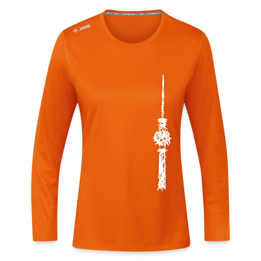 Fernsehturm Zick zack - Frauen Sport Langarmshirt - Neonorange