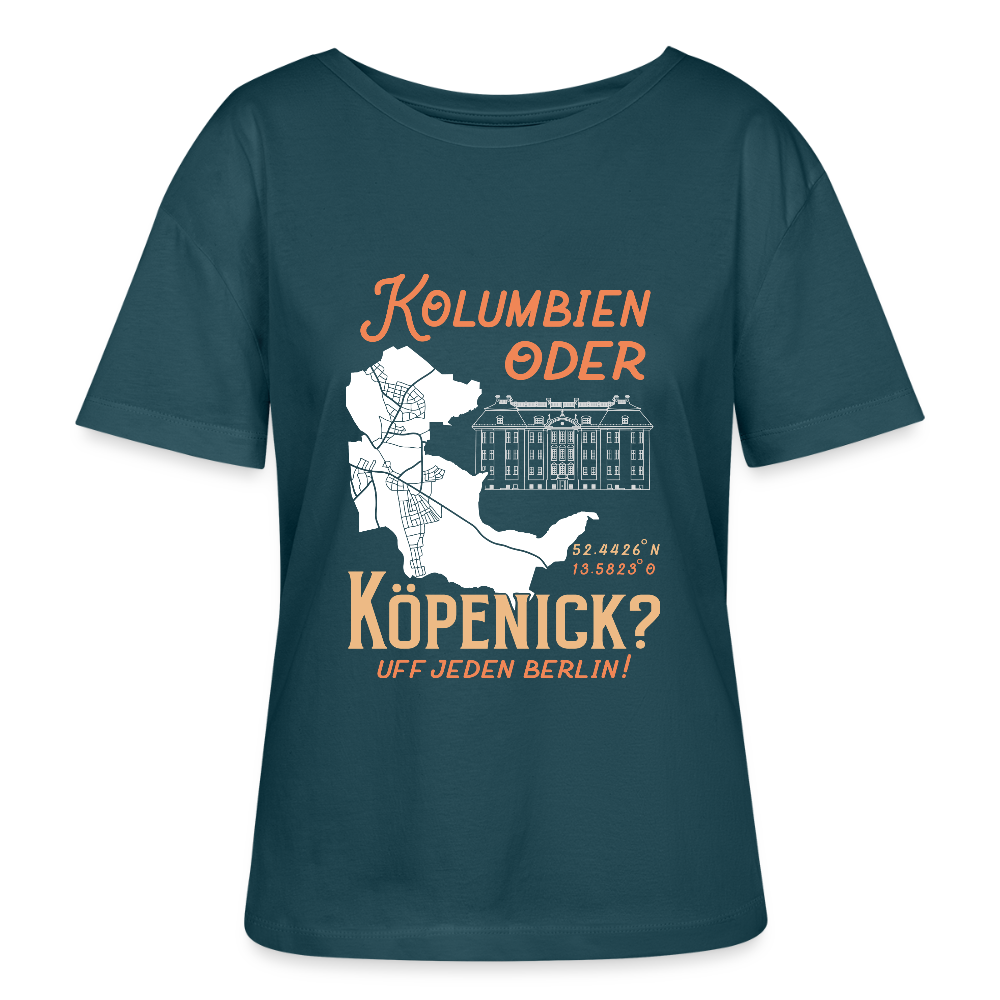 Kolumbien oder Köpenick - Relaxed Rundhals Frauen Bio-T-Shirt - Dunkles Petrol