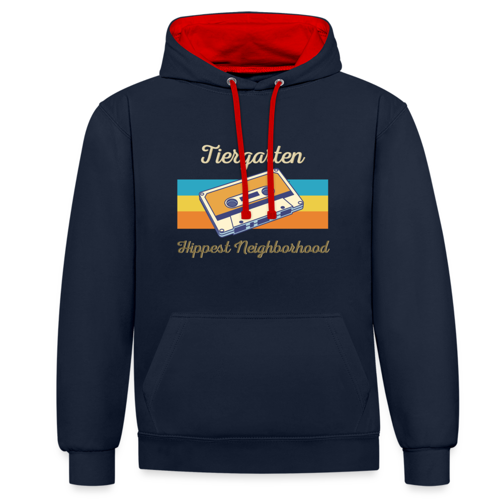 Tiergarten Hippest Neighborhood - Kontrast Hoodie - Navy/Rot