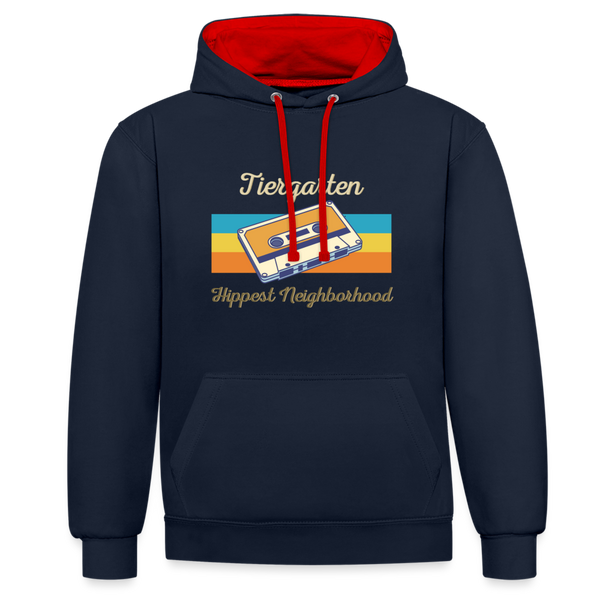 Tiergarten Hippest Neighborhood - Kontrast Hoodie - Navy/Rot