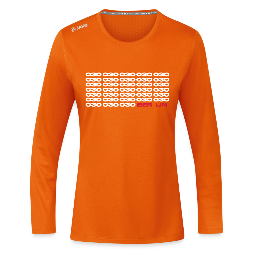 030 Berlin - Frauen Sport Langarmshirt - Neonorange