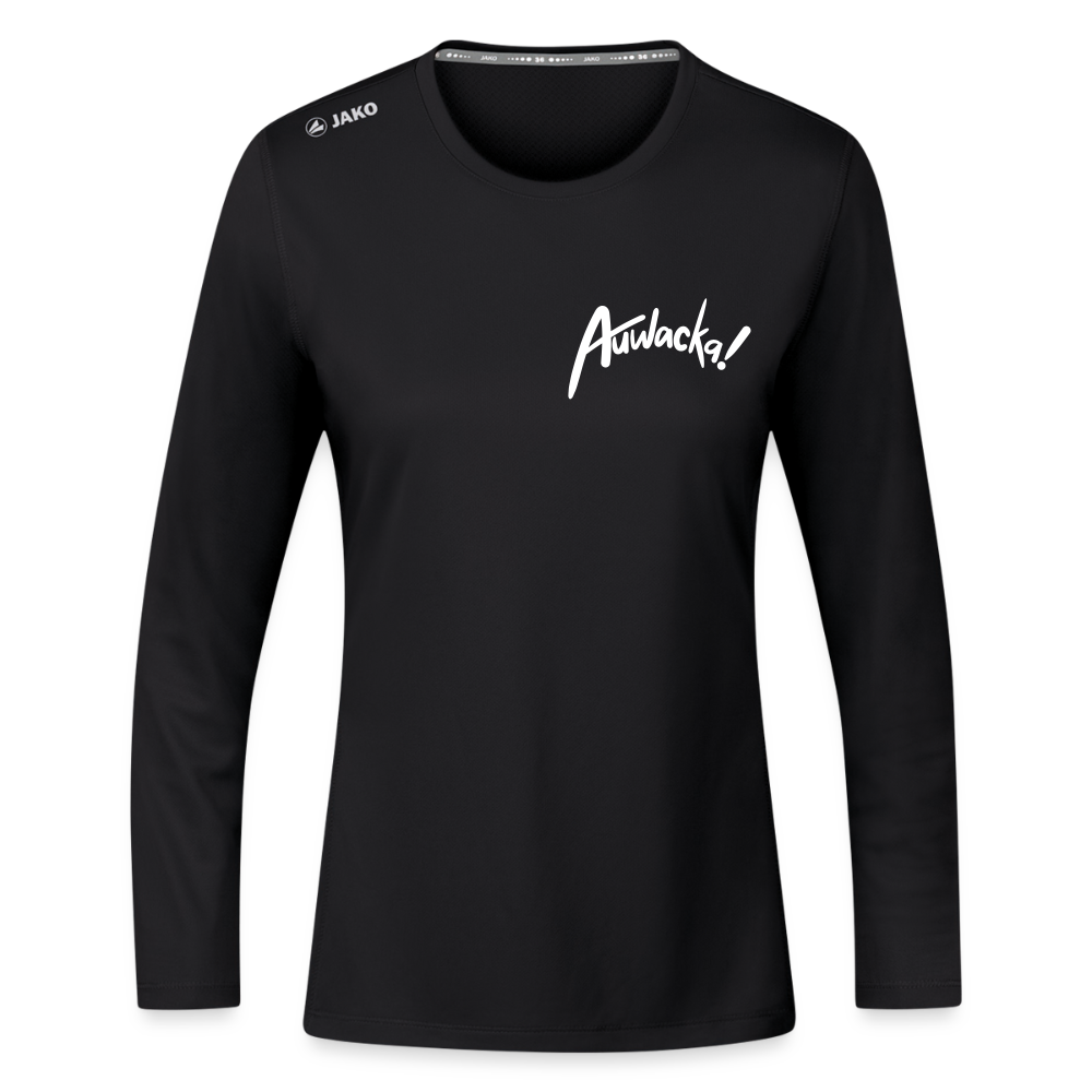 Auwacka! - Frauen Sport Langarmshirt - Schwarz