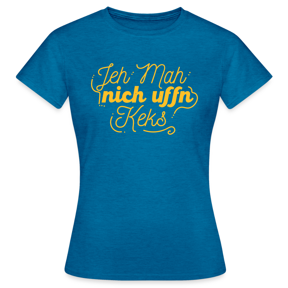 Jeh mah nich uffn Keks gelb - Frauen Premium T-Shirt - Antikblaues Saphir meliert