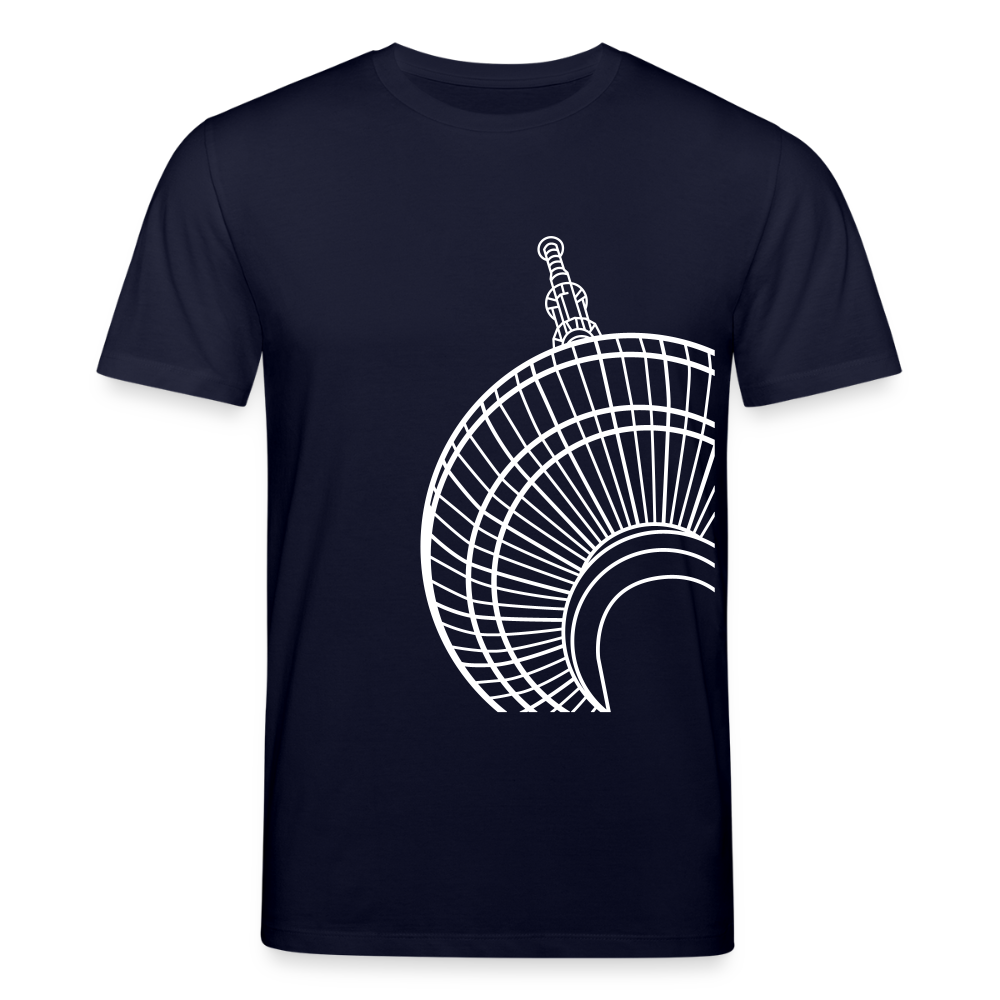 Der Turm von unten - weiß - Unisex Bio T-Shirt - Navy