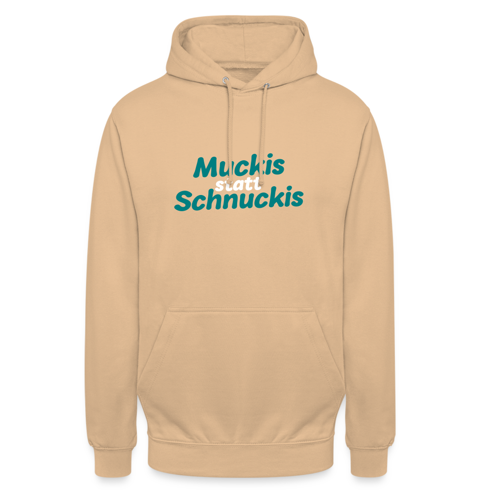 Muckis statt Schnuckis - Unisex Hoodie - Pfirsich