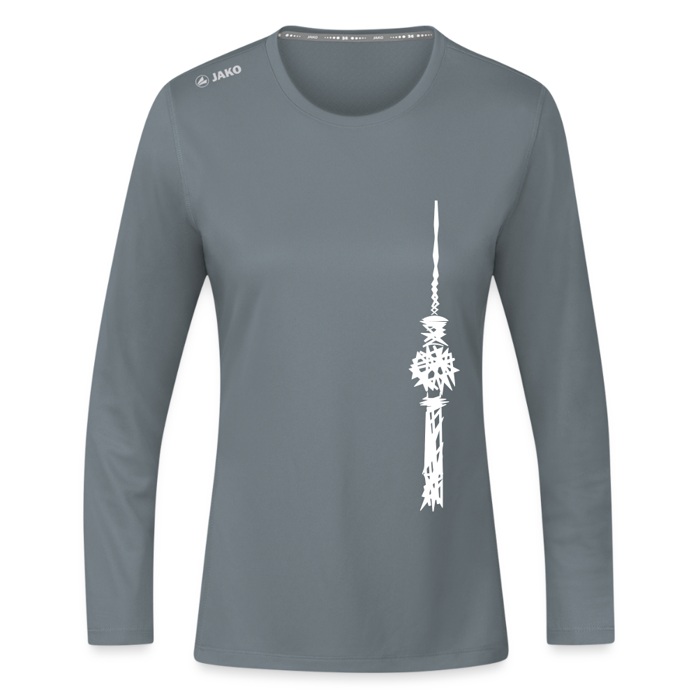 Fernsehturm Zick zack - Frauen Sport Langarmshirt - Grau