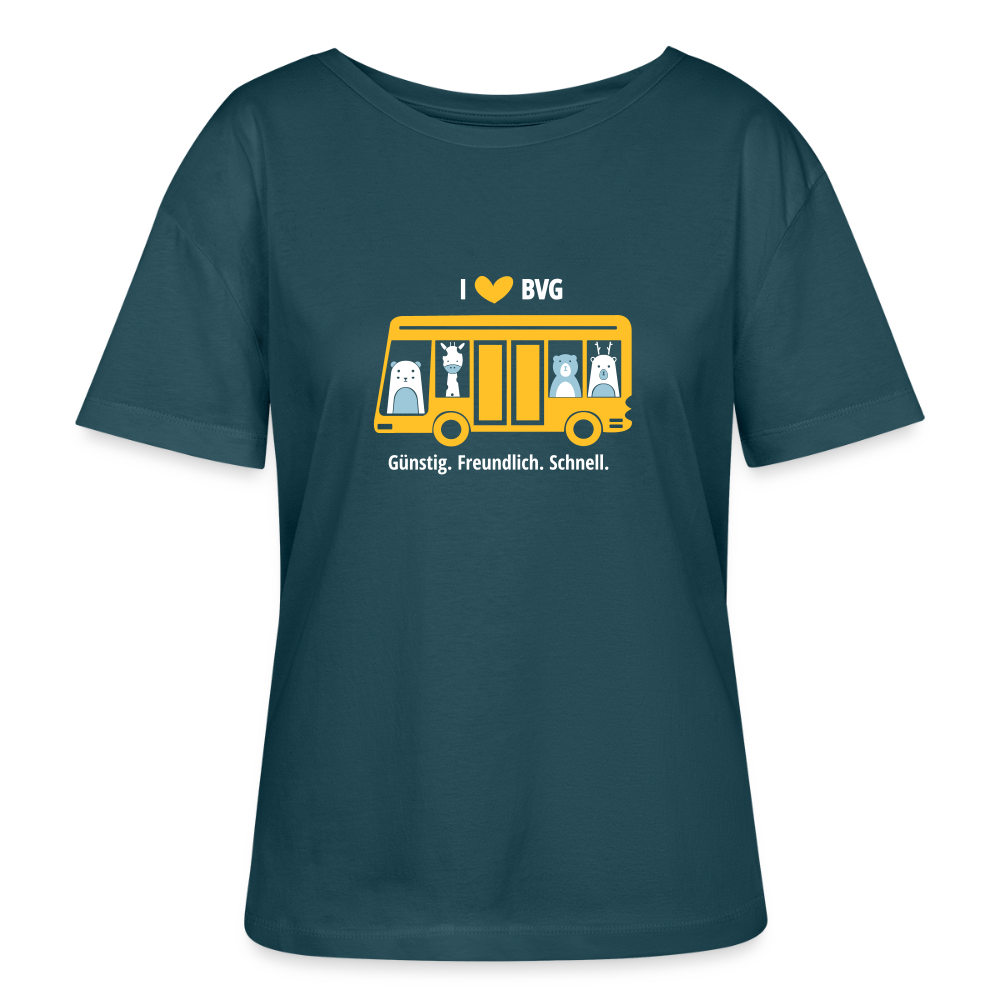 I love BVG - Relaxed Rundhals Frauen Bio-T-Shirt - Dunkles Petrol