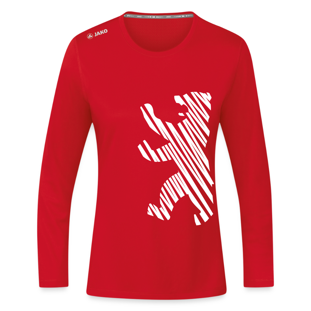 Berliner Bär im Netz - weiß - Frauen Sport Langarmshirt - Rot
