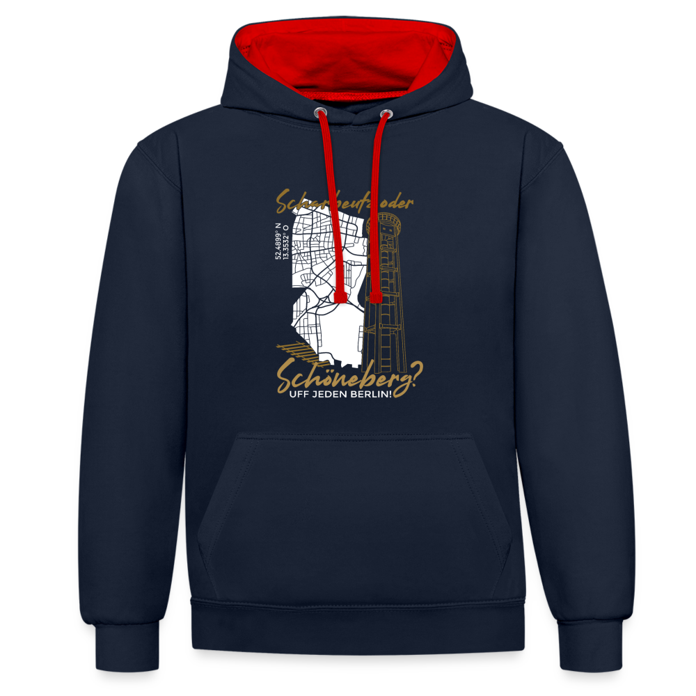 Scharbeutz oder Schöneberg - Kontrast Hoodie - Navy/Rot