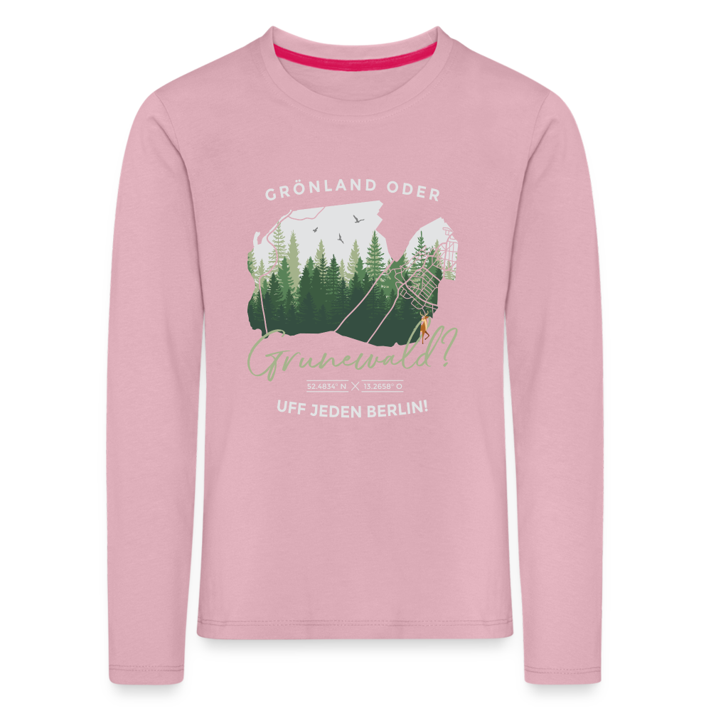 Grönland oder Grunewald - Kinder Langarmshirt - Hellrosa