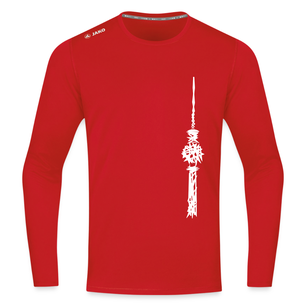 Fernsehturm Zick zack - Männer Sport Langamshirt - Rot