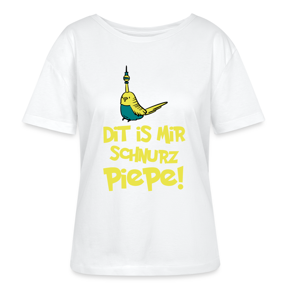 Schnurz Piepe mit Piep - Relaxed Rundhals Frauen Bio-T-Shirt - Weiß
