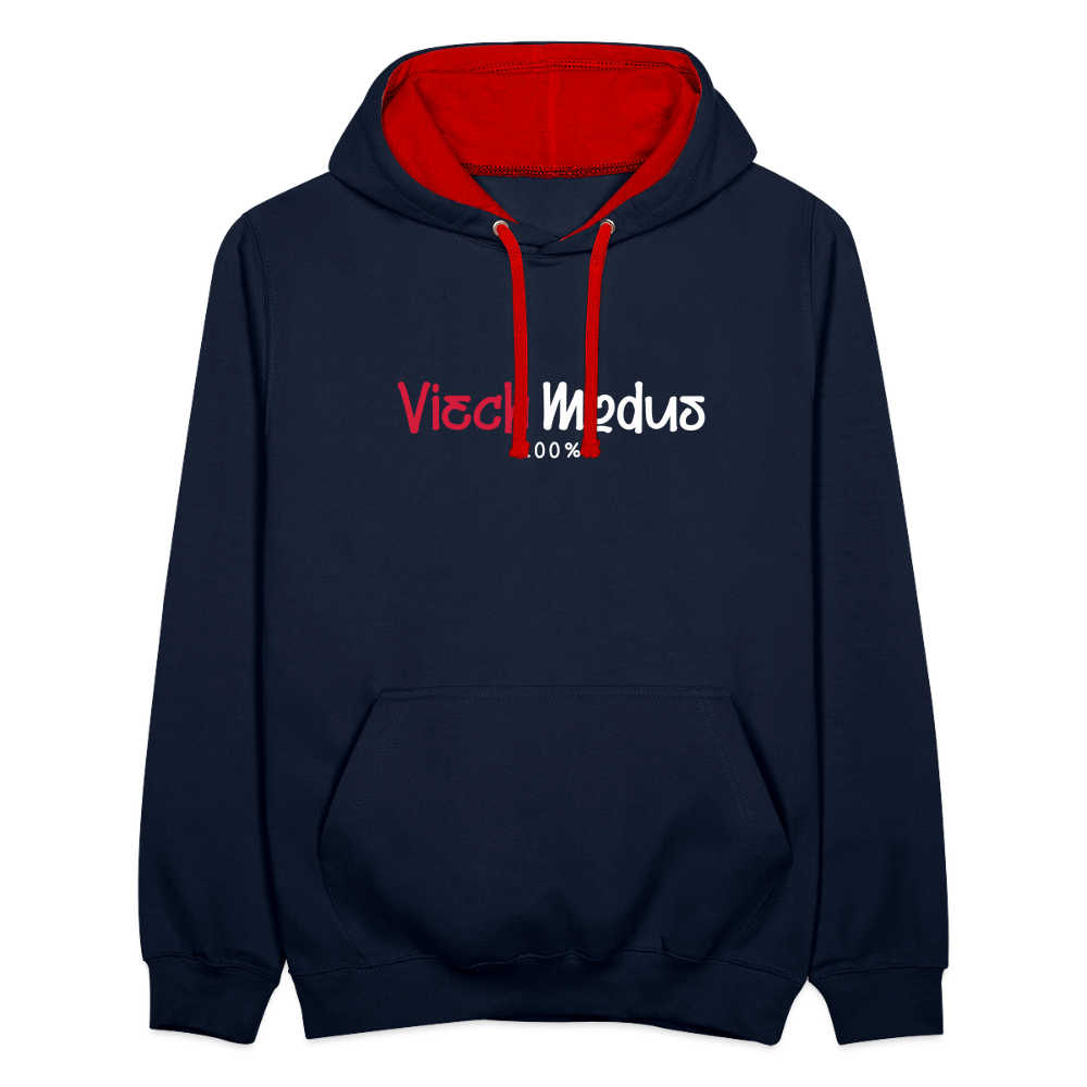Viech Modus 100% - Kontrast Hoodie - Navy/Rot