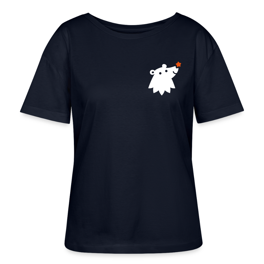Schnauze Bär - Relaxed Rundhals Frauen Bio-T-Shirt - Navy