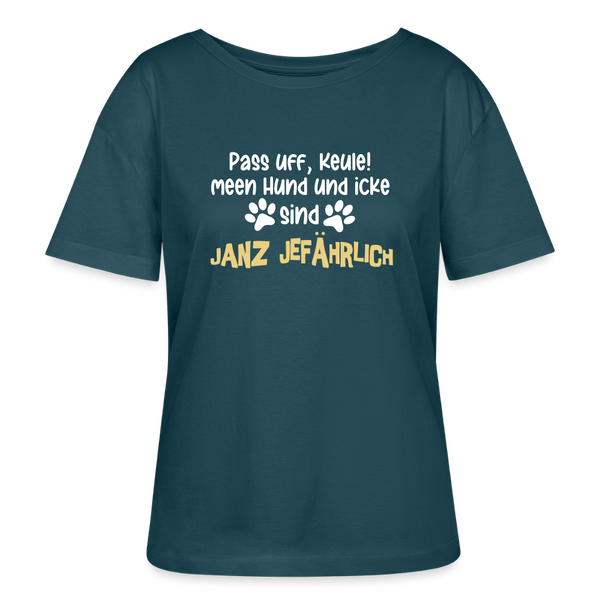 Janz Jefährlich - Relaxed Rundhals Frauen Bio-T-Shirt - Dunkles Petrol
