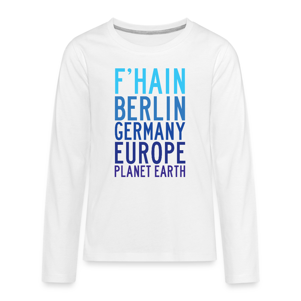 F'hain - Planet Earth - Teenager Langarmshirt - Weiß
