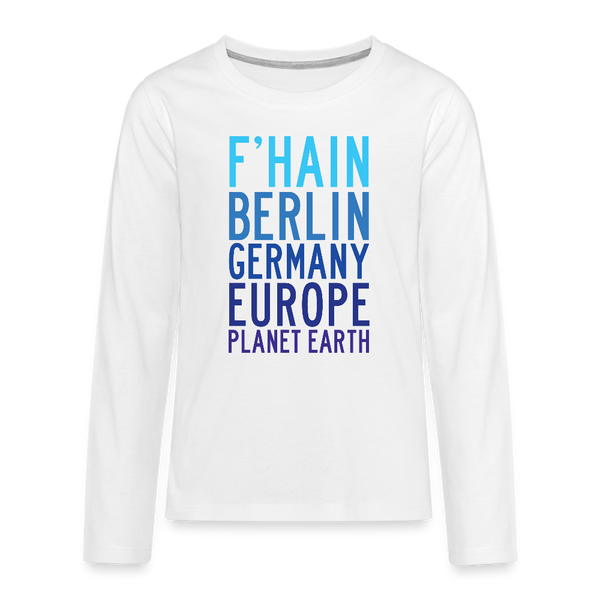 F'hain - Planet Earth - Teenager Langarmshirt - Weiß