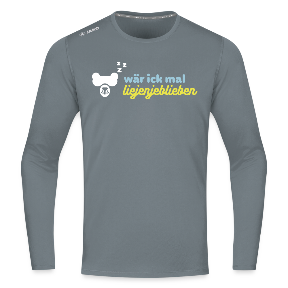 wär ick mal liejenjeblieben - Männer Sport Langamshirt - Grau