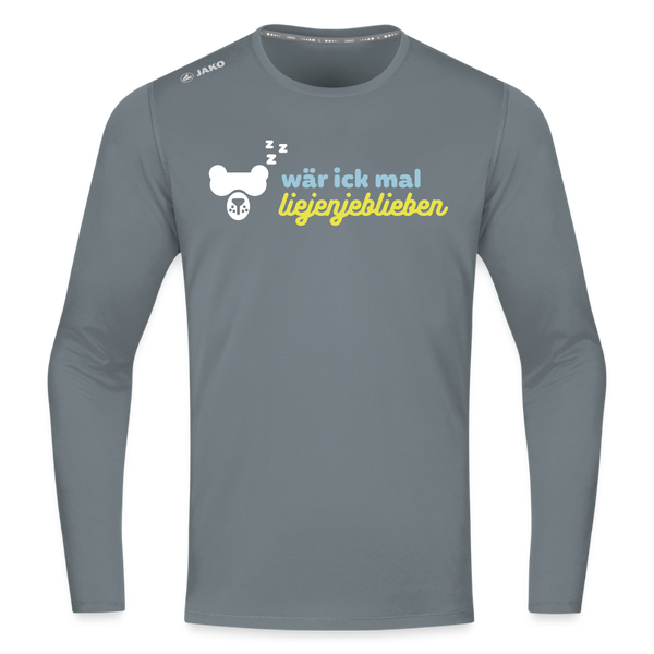 wär ick mal liejenjeblieben - Männer Sport Langamshirt - Grau