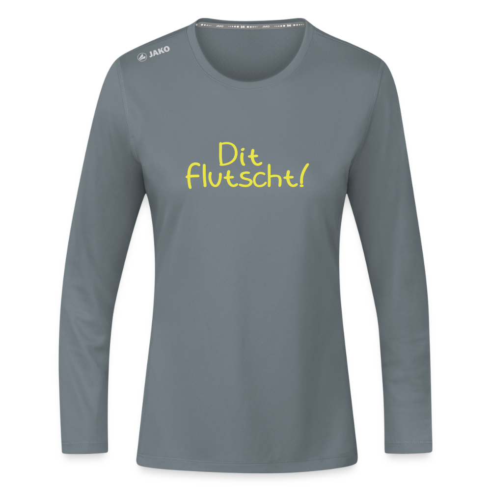 Dit flutscht! - Frauen Sport Langarmshirt - Grau