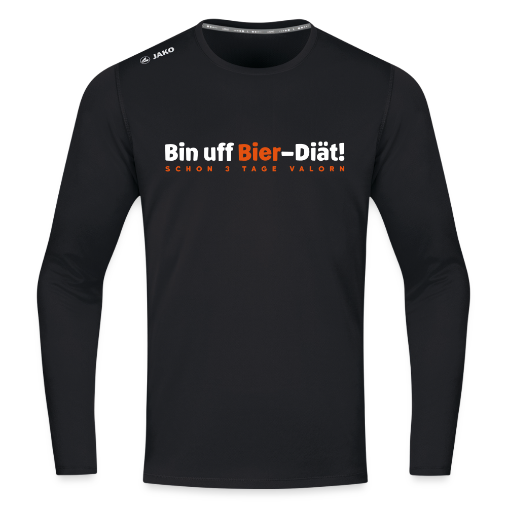 Bin uff Bier-Diät! (schon 3 Tage valorn) - Männer Sport Langamshirt - Schwarz