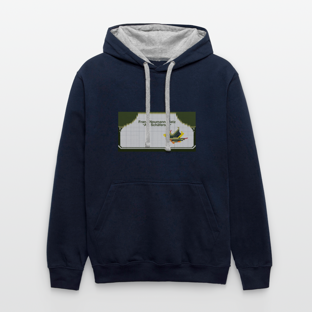 Franz-Neumann-Platz - Kontrast Hoodie - Navy/Grau meliert