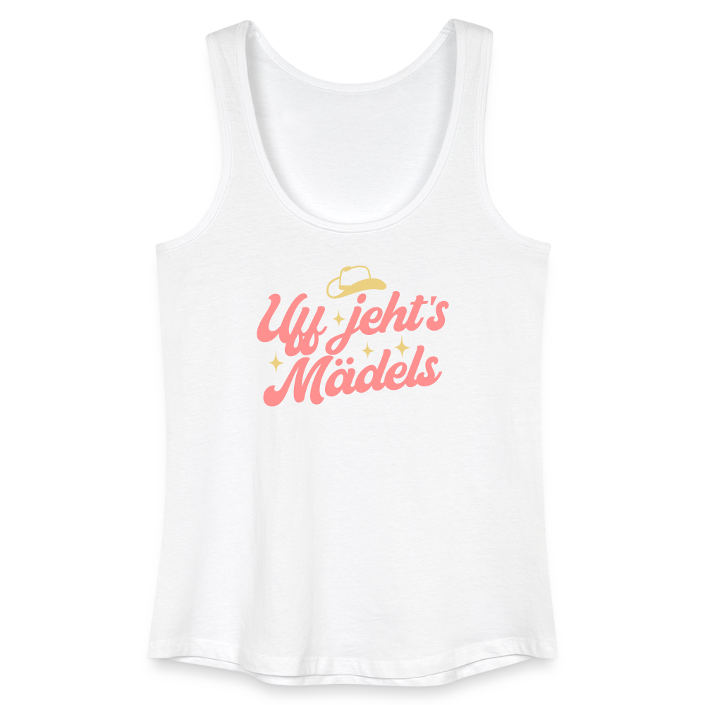 Uff jeht’s Mädels - Frauen Bio Tank Top - Weiß