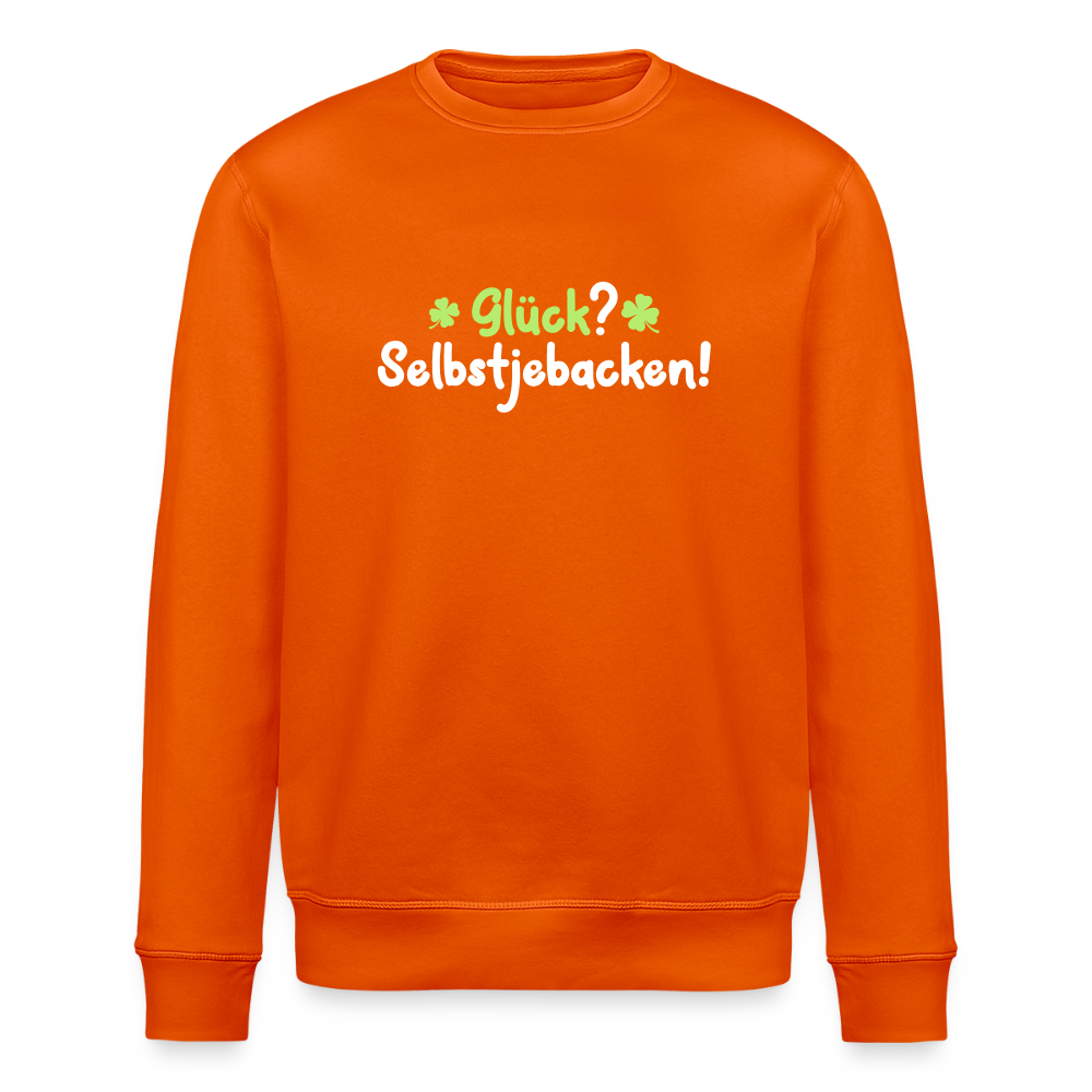 Glück? Selbstjebacken - Unisex Bio Sweatshirt - Tieforange