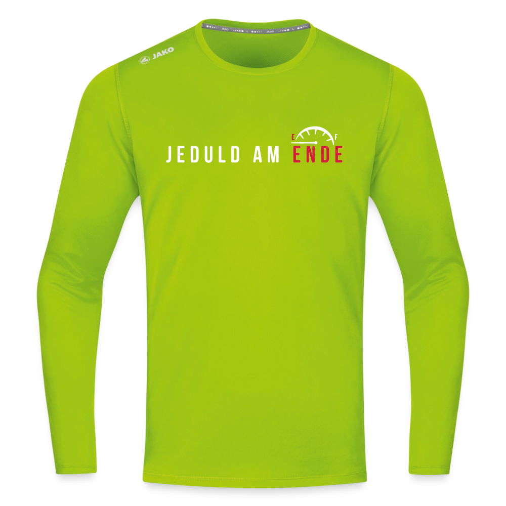 Jeduld am Ende - Männer Sport Langamshirt - Neongrün
