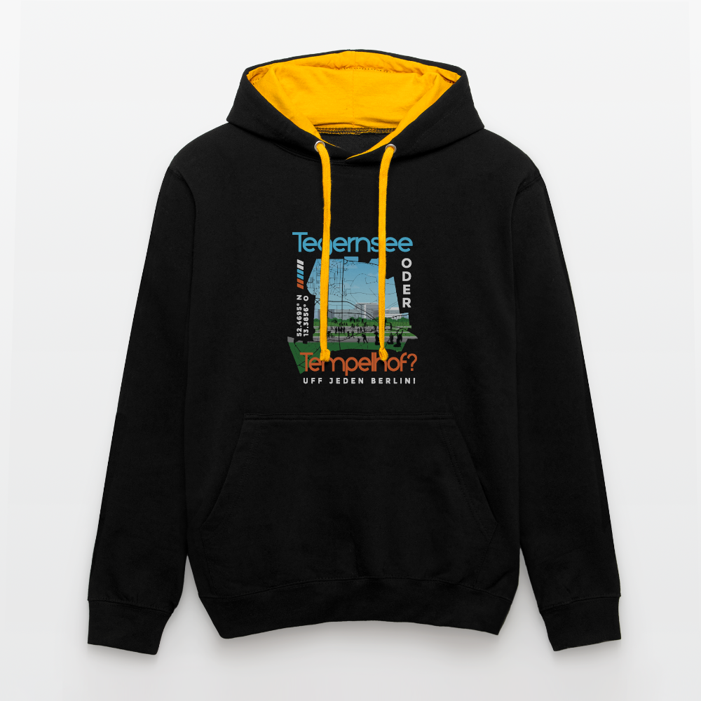Tegernsee oder Tempelhof - Kontrast Hoodie - Schwarz/Gold