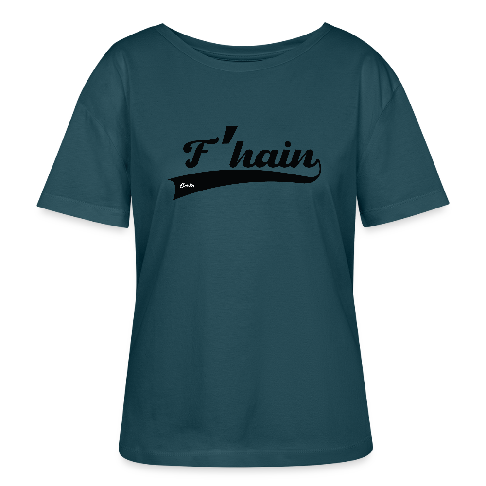 F'hain - Relaxed Rundhals Frauen Bio-T-Shirt - Dunkles Petrol