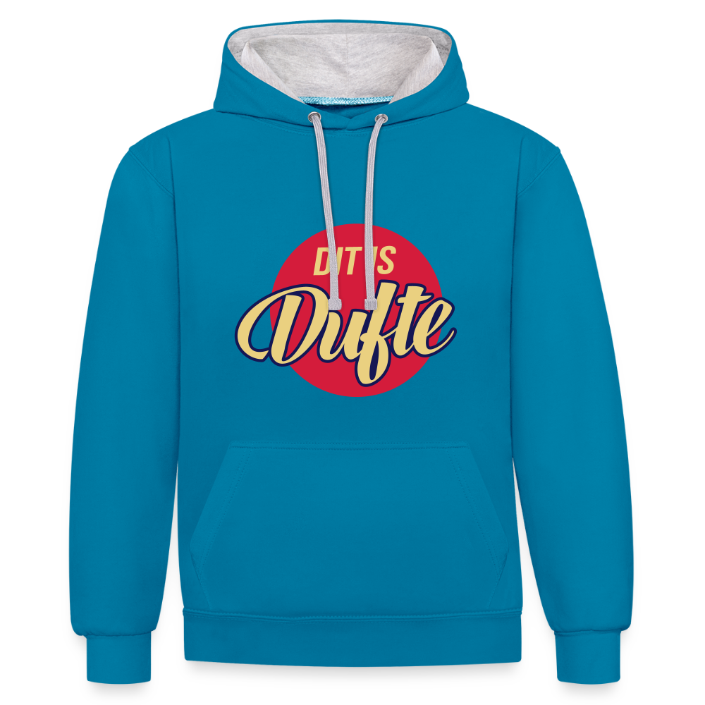Dit Is Dufte - Kontrast Hoodie - Pfauenblau/Grau meliert