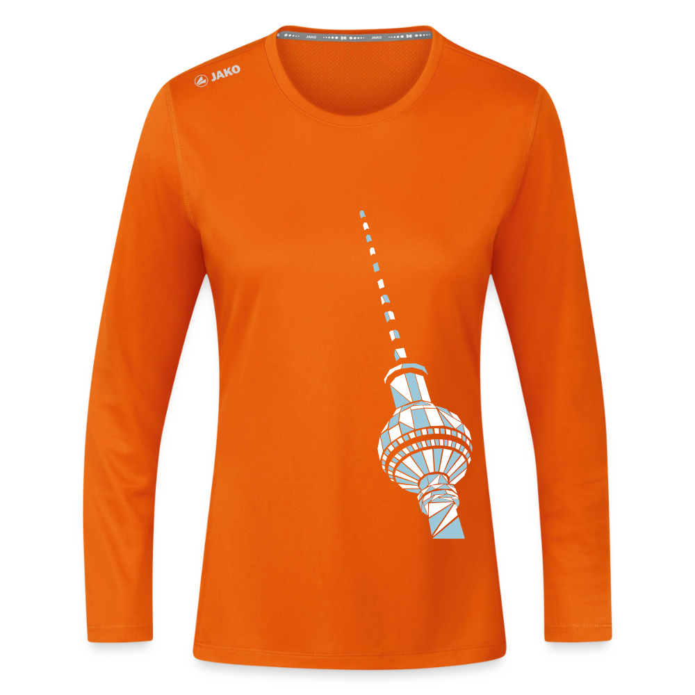 Fernsehturm Geometrie - Frauen Sport Langarmshirt - Neonorange