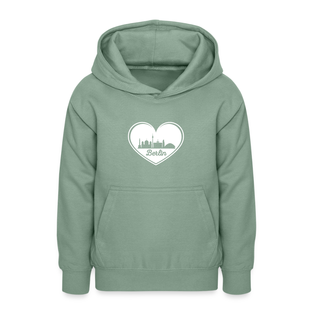 I love Berlin weiß - Teenager Hoodie - Graugrün