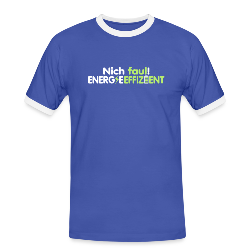 Nich faul! Energieeffizient! - Männer Ringer T-Shirt - Blau/Weiß