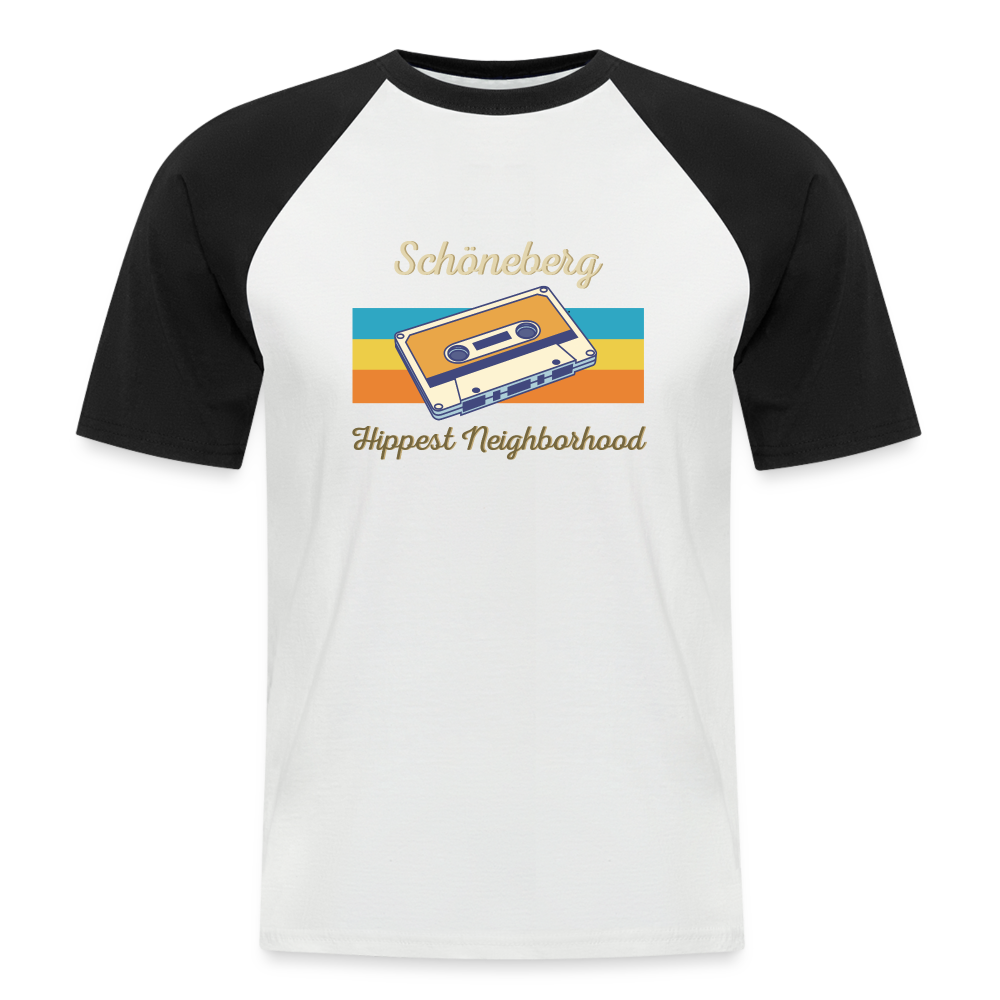 Schöneberg Hippest Neighborhood - Männer Baseball T-Shirt - Weiß/Schwarz