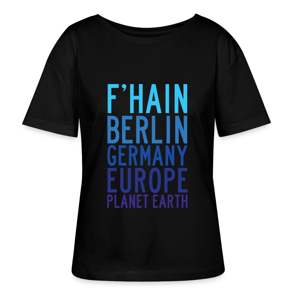 F'hain - Planet Earth - Relaxed Rundhals Frauen Bio-T-Shirt - Schwarz
