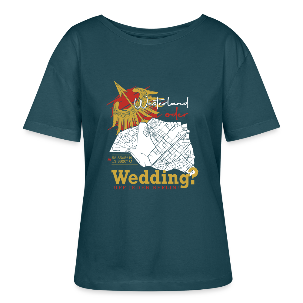 Westerland oder Wedding - Relaxed Rundhals Frauen Bio-T-Shirt - Dunkles Petrol