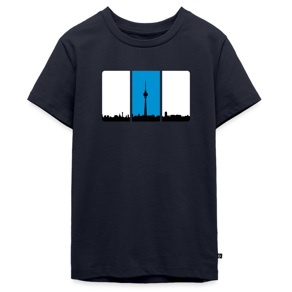 Berliner Skyline in Streifen - Teenager Premium T-Shirt - Navy
