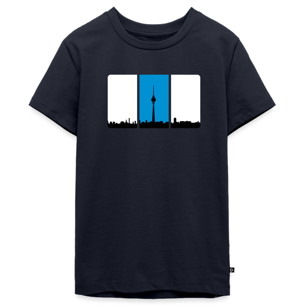 Berliner Skyline in Streifen - Teenager Premium T-Shirt - Navy