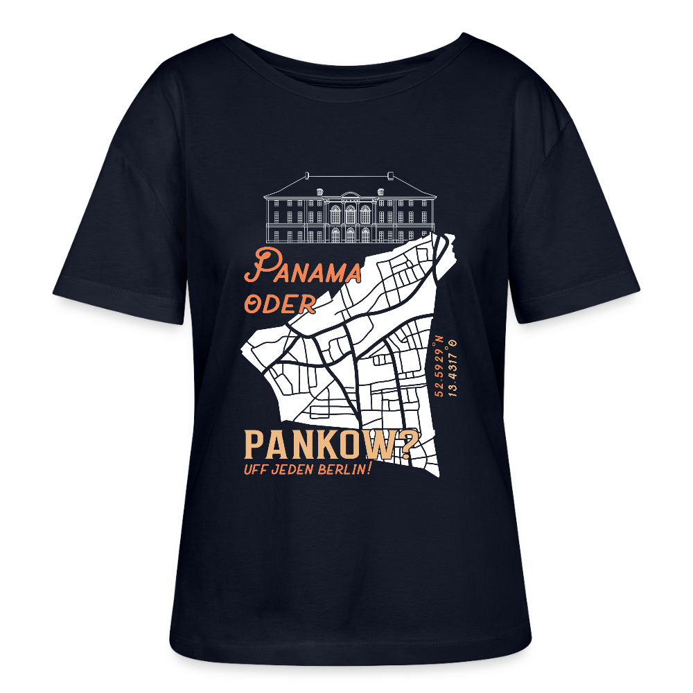 Panama oder Pankow - Relaxed Rundhals Frauen Bio-T-Shirt - Navy