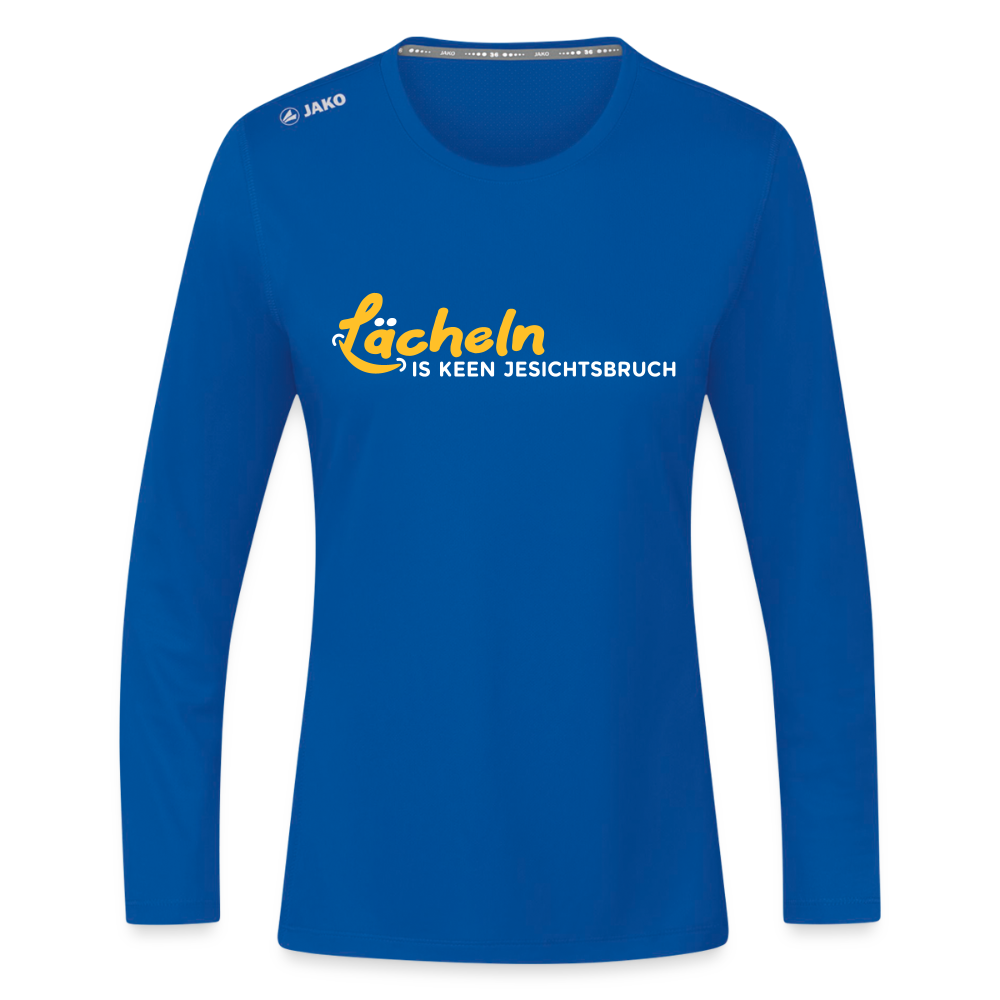 Lächeln is keen Jesichtsbruch - Frauen Sport Langarmshirt - Royalblau