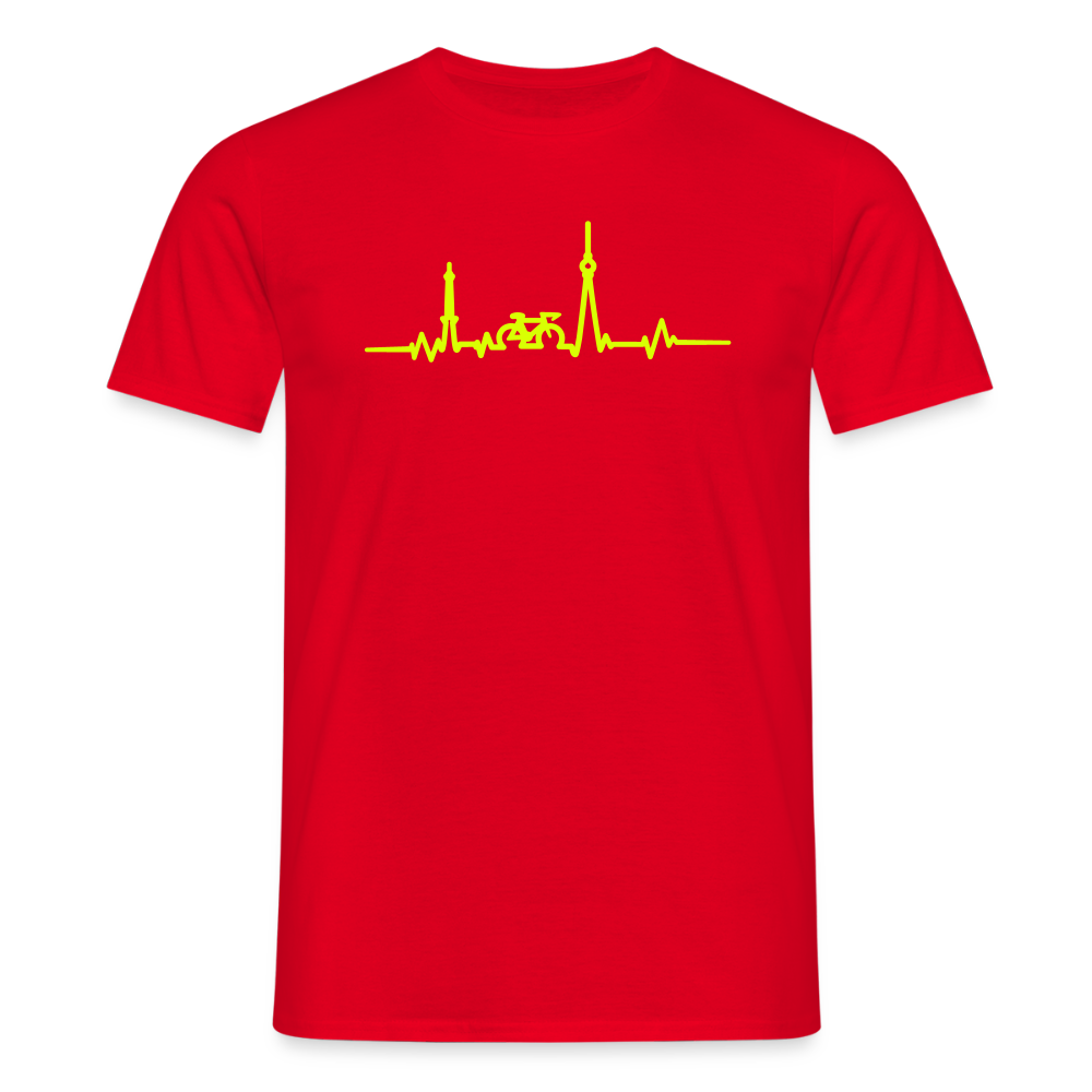 Herzschlag für Fahrradfahrer - Männer Premium T-Shirt - Rot